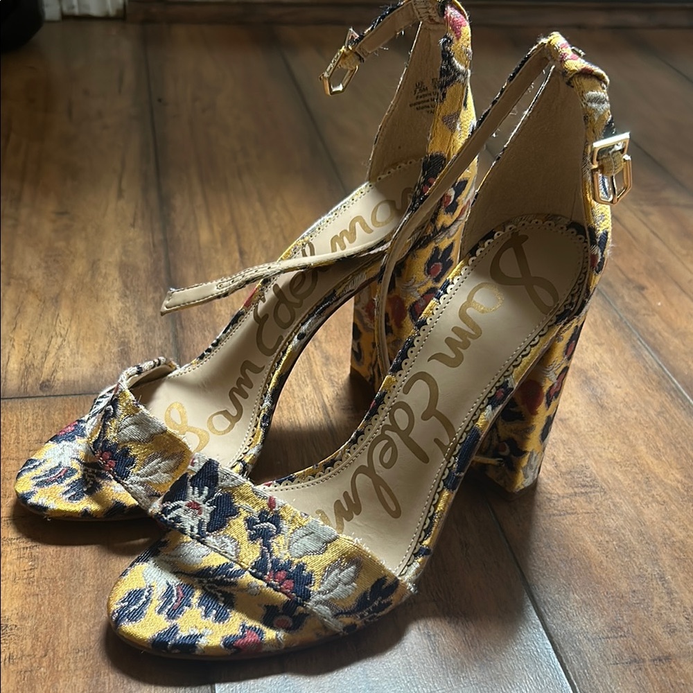 Sam Edelman Yellow and Blue Floral Heels